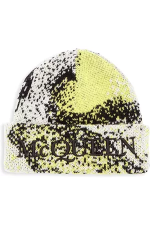 Alexander McQueen Women Hats - Women's Mushroom Spore Wool-Cashmere Hat - Black Yellow - Size Medium - Black Yellow - Size Medium