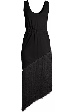 Cynthia Rowley Asymmetric Fringe Midi-Dress