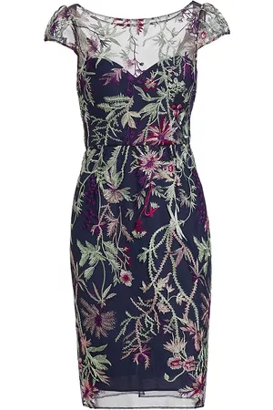 Marchesa Notte Embroidered Cocktail Dress