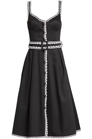 Moschino Women's Belted Crochet Bustier Midi-Dress - Black Multi - Size 8