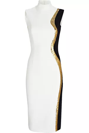 Sergio Hudson Women's Sleeveless Sequin-Embellished Dress - Vanilla Gold Midnight - Size 6