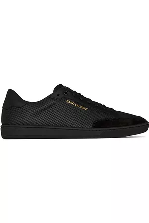 Saint Laurent Court Classic Perforated Leather Sneakers - Black - Size 10