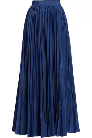 Max Mara Women's Pleated Taffeta Maxi Skirt - Cornflower Blue - Size 12