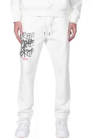 Purple Brand Men's Distorted French Terry Sweatpants - White - Size XL