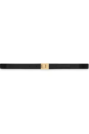 Saint Laurent Men's Male Buckle Thin Belt In Shiny Calfskin - Nero - Size 38