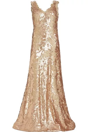 Rene Ruiz Collection Women's V-Neck Sequin Gown - Gold - Size 20