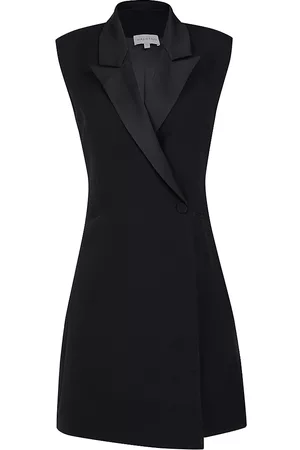 Halston Heritage Women's Rianne Crepe Sleeveless Blazer Dress - Black - Size 16