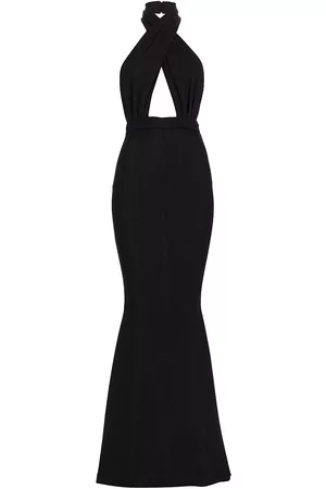 MICHAEL COSTELLO COLLECTION Women's Kyle Speckled Halter Mermaid Gown - Black - Size 2