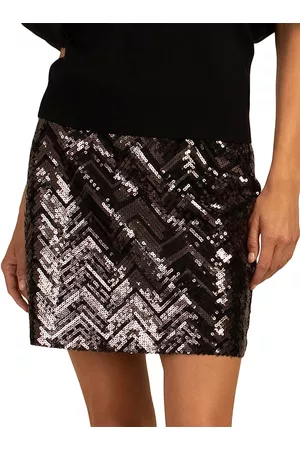 Trina Turk Women's Rico Zigzag Sequin Miniskirt - Black - Size 4