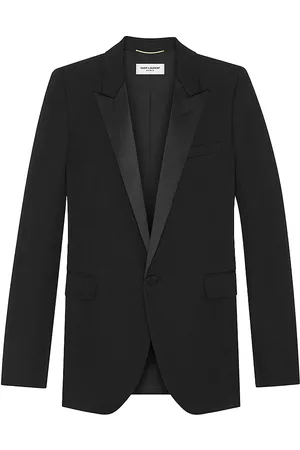 Saint Laurent Men's Tube Tuxedo Jacket In Grain De Poudre - Noir - Size 8