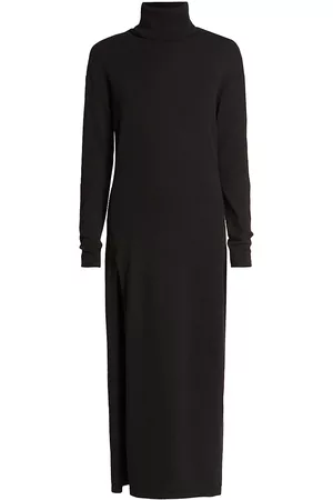 Saint Laurent Women's Long Turtleneck Dress In Cashmere - Noir - Size Small