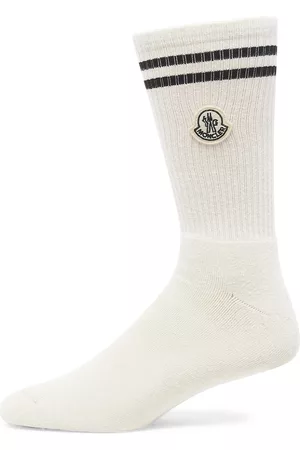 Moncler Men's x Fragment Logo Knit Socks - Natural - Size Small