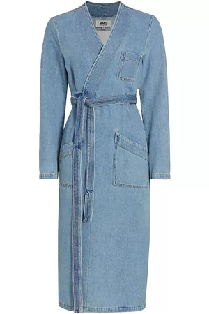 Maison Margiela Women's Wrap Denim Trench Coat - Light Blue - Size 10
