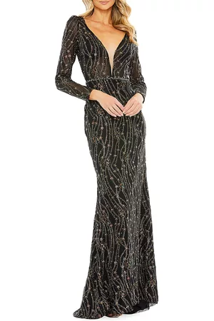 Mac Duggal Women's Embellished Mesh Trumpet Gown - Black Multi - Size 20
