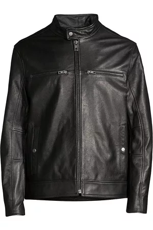 Andrew Marc Men Leather Jackets - Men's Camden Leather Racer Jacket - Black - Size Small