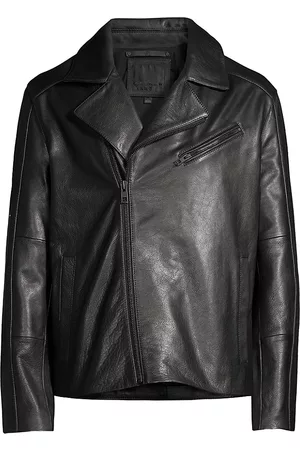Andrew Marc Men Leather Jackets - Men's Farnworth Asymmetrical Leather Moto Jacket - Black - Size Small