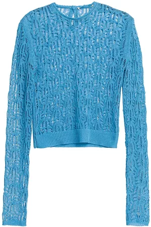 Stella McCartney Women's Sheer Pointelle-Knit Top - Bright Azure - Size 6