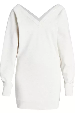 Isabel Marant Women's Manuela V-Neck Sweatshirt Dress - Ecru - Size 8