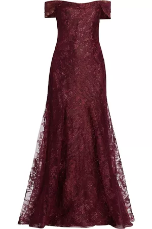 Rene Ruiz Collection Women's Abstract Pattern Glitter Gown - Bordeaux - Size 22