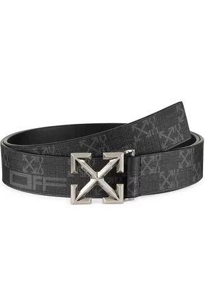 OFF-WHITE Men Belts - Men's Arrow Print Coated Belt - Black Dark Grey - Size 34 - Black Dark Grey - Size 34
