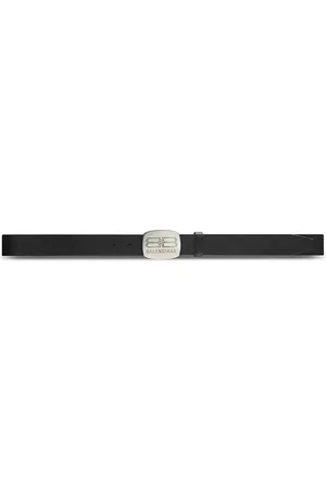 Balenciaga Men Belts - Men's Rounded Logo Plaque Belt - Black - Size 34 - Black - Size 34