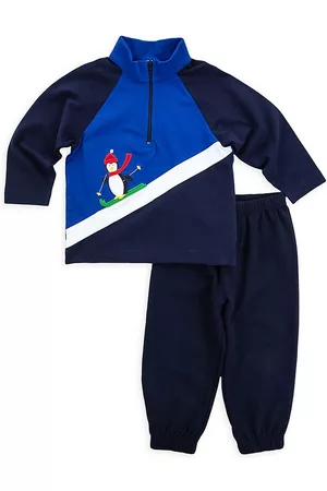 Florence Eiseman Baby Boy's & Little Boy's 2-Piece Skiing Penguin Set - Royal Navy - Size 12 Months