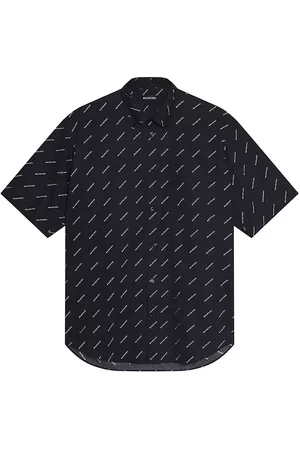 Balenciaga Allover Logo Short Sleeve Shirt Normal Fit - Black White - Size 15