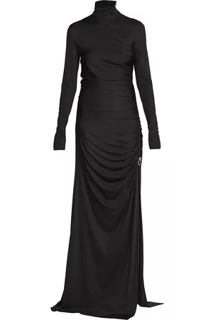 Bottega Veneta Women's Ruched & Knot-Embellished Turtleneck Gown - Fondant - Size 6