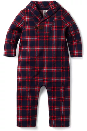 Janie and Jack Baby Boy's Plaid Shawl Collar One-Piece Suit - Red - Size 6 Months