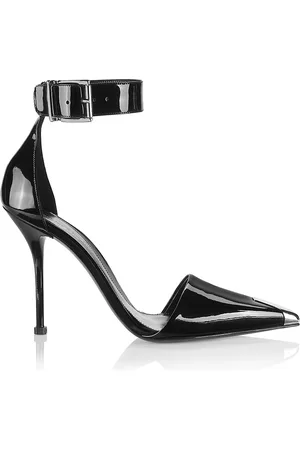 Alexander McQueen Women Heeled Pumps - Women's Women's Patent Leather Stiletto Pumps - Black Silver - Size 8