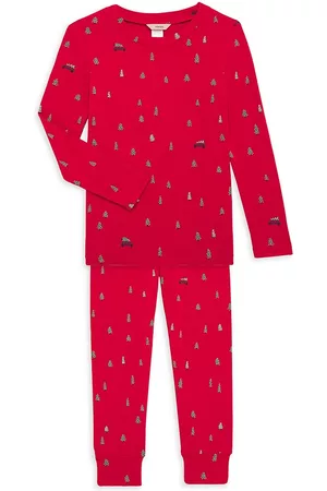 Eberjey Little Kid's & Kid's 2-Piece Mini Gisele Printed Pajama Set - Holiday Car Haute Red - Size 4
