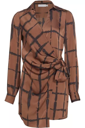 Jonathan Simkhai Women's Sofia Shibori-Print Charmeuse Wrap Dress - Soft Clay Multi Shibori - Size XS