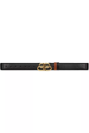Balenciaga Men Belts - Men's Bb Reversible Belt In Grained Calfskin - Black Tan - Size 36