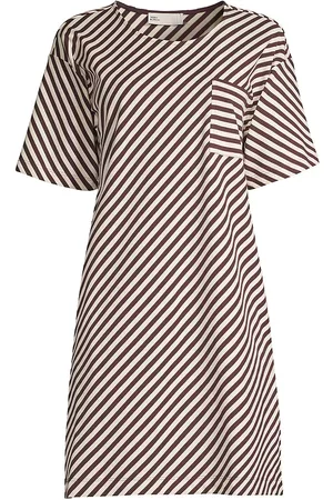 Tory Burch Women's Striped Cotton Pocket T-Shirt Dress - Striped Multi - Size Large