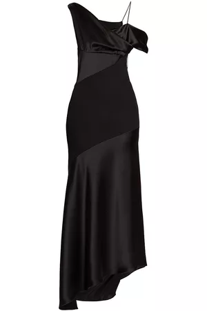 Loewe Women Asymmetrical Dresses - Women's Draped Asymmetric Gown - Black - Size 2