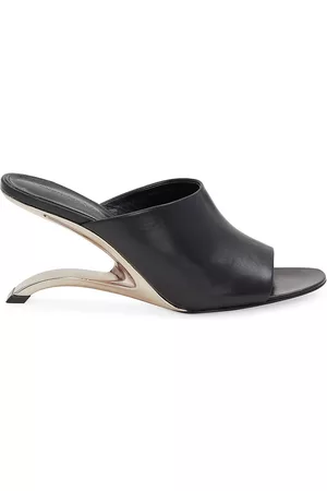 Alexander McQueen Women's Leather Sculptural-Heel Mules - Black - Size 9