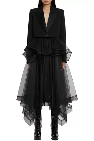 Alexander McQueen Women's Tulle Midi-Skirt - Black - Size 12