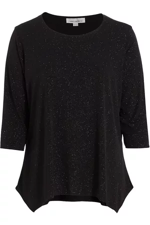Caroline Rose Women's Plus Size Autumn Array Sparkle Knit Tunic - Black - Size 14