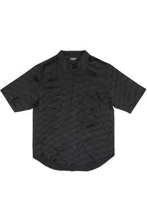 Balenciaga BB Monogram Minimal Short Sleeve Shirt - Black - Size 14.5