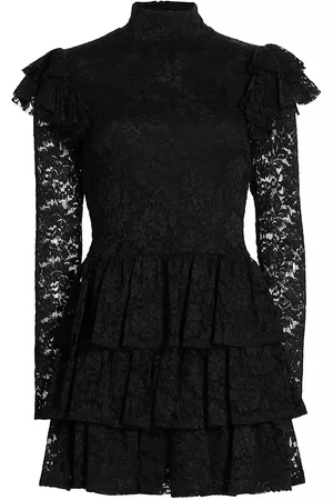 Caroline Constas Women Mini Dresses - Women's Emily Lace Turtleneck Minidress - Black - Size XXS