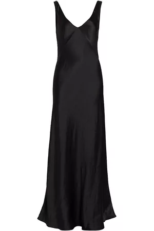 Vince Women Casual Dresses - Women's V-Neck Maxi Slip Dress - Black - Size Medium