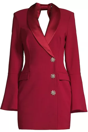 Lavish Alice Women's Bow Back Blazer Dress - Burgundy - Size 14