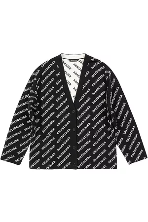 Balenciaga Women's Mini All Over Logo Cardigan - Black White - Size Small