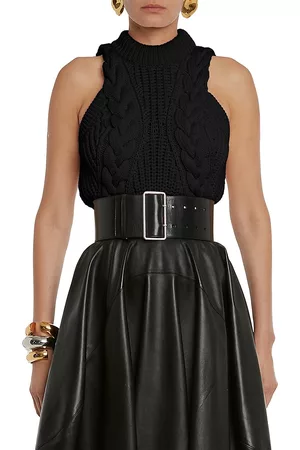 Alexander McQueen Women's Cable-Knit Sleeveless Top - Black - Size Small