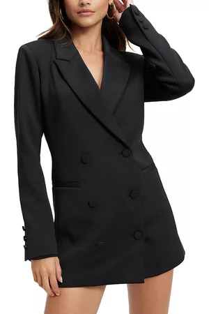 GOOD AMERICAN Women's Shiny Scuba Blazer Minidress - Black - Size XL