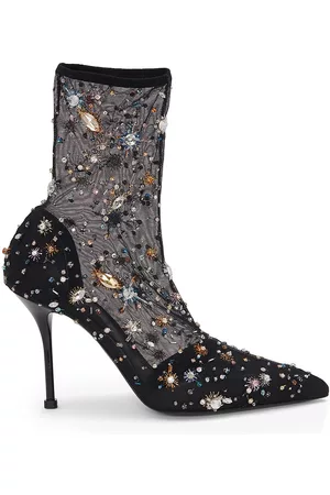 Alexander McQueen Women's Women's Jewel-Embellished Stiletto Ankle Boots - Black - Size 8.5