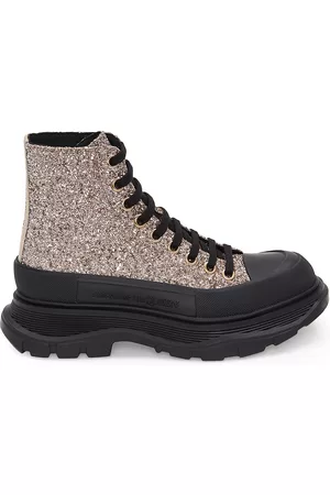 Alexander McQueen Women's Women's Metallic Sequin Lug-Sole Hiker Boots - Calico - Size 5