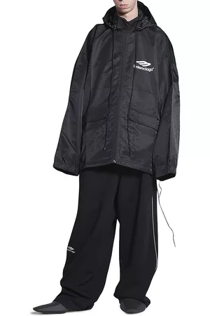 Balenciaga Men Sports Jackets - Men's 3B Sports Icon Pleated Windbreaker - Black - Size Medium - Black - Size Medium