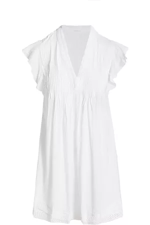 POUPETTE ST BARTH Women Mini Dresses - Women's Sasha V-Neck Fringe Minidress - White - Size Small