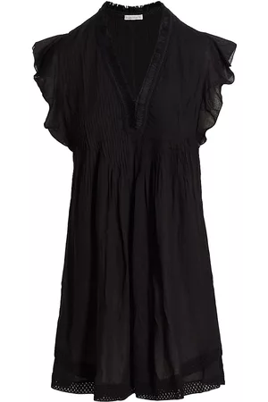 POUPETTE ST BARTH Women Mini Dresses - Women's Sasha V-Neck Fringe Minidress - Black - Size XS